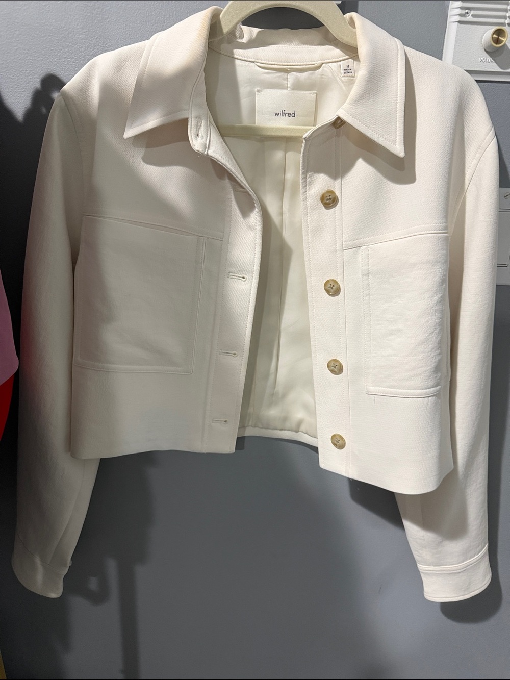 Wilfred Cream Cropped Button-Front Jean Jacket